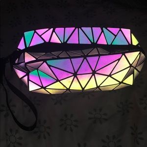 Geometric luminous makeup pouch